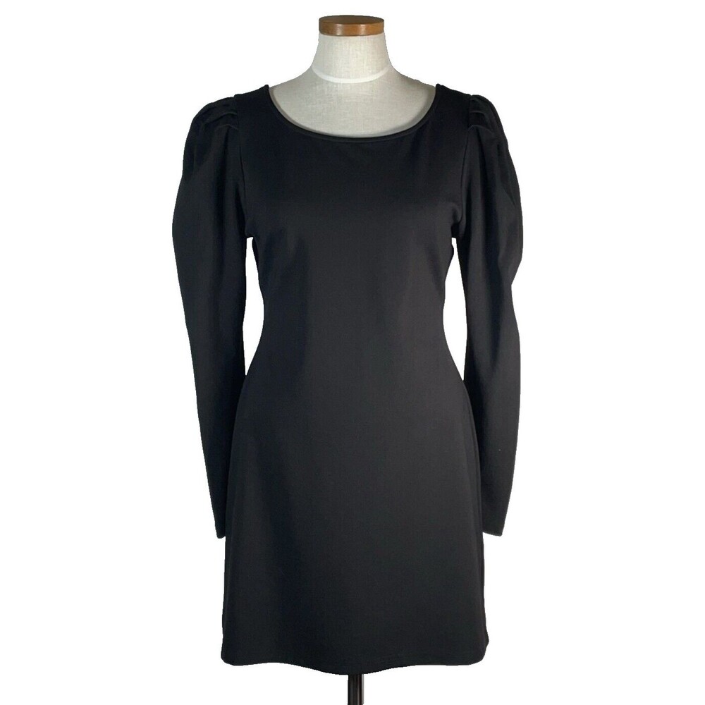 Fame & Partners Black Dress Size XL Puff Sleeve EUC LBD  Long Sleeve Fitted L